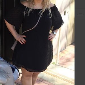 Cute swiss dots off shoulder dress